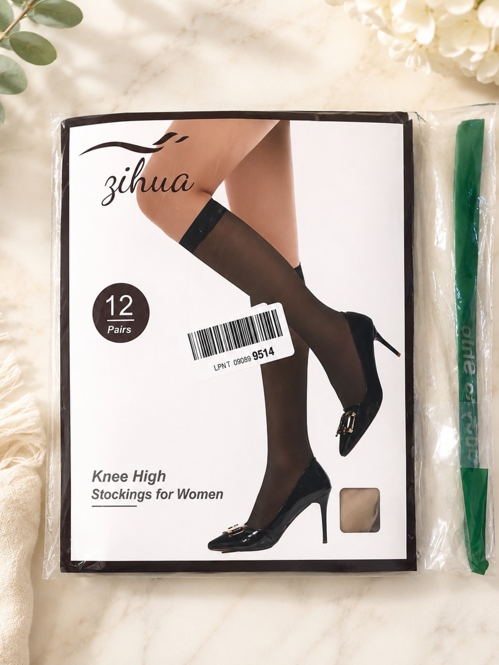 Zihua Knee High Stockings for Women 12 Pairs Nude Sheer Nylon Spandex New